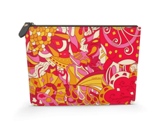 Decora Leather Pouch - Pink & Red Abstract Kaleidoscope Floral | Blissfully Brand