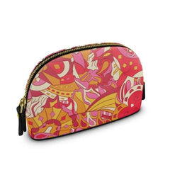 Decora Mini Leather Barrel Duffle Bag - Abstract Paisley Print - Retro Boho Print - Swirls Psychedelic Vibrant Bold Red Pink