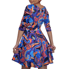 Jina Half-Sleeve Skater Dress - Blissfully Brand