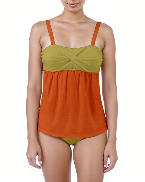 Se internettet silhuet repertoire Lina Color Block Tankini - Orange & Earl Lime Green 2 Piece Swimsuit –  Blissfully Brand