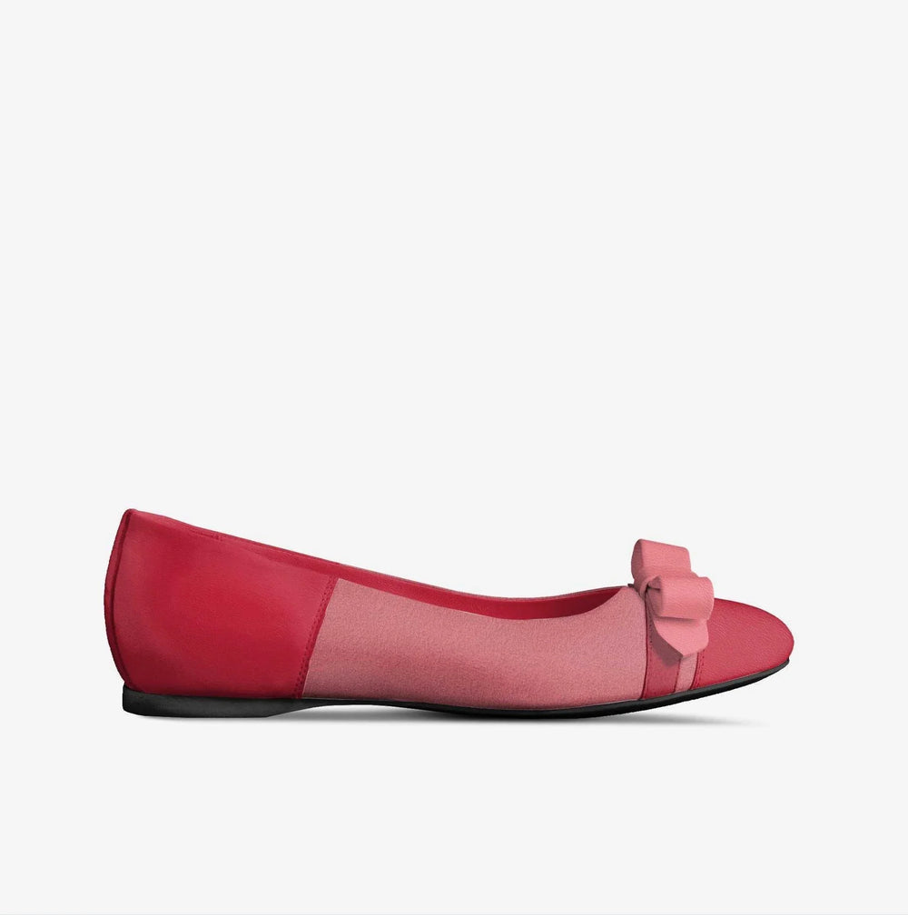 Pinja Ballerina Leather Suede Flat | Made in Italy | Red Pink