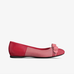 Pinja Ballerina Leather Suede Flat | Made in Italy | Red Pink