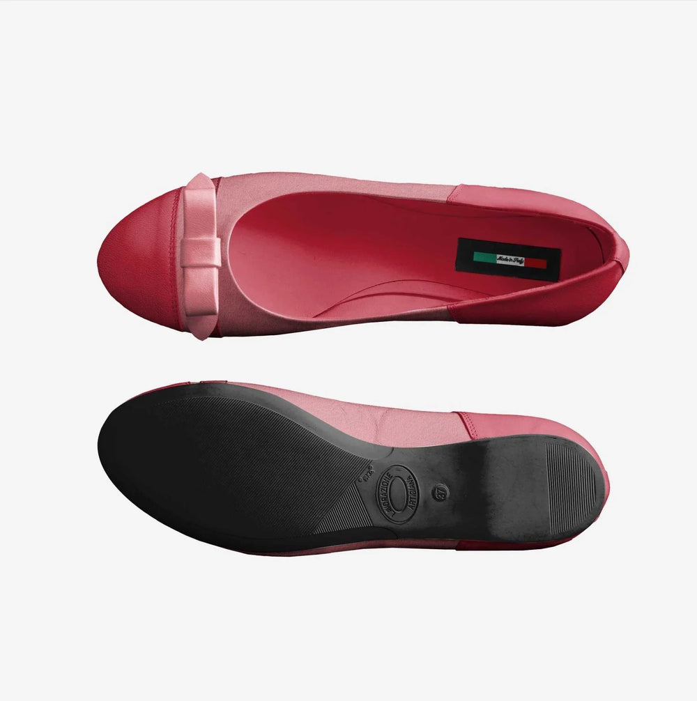 Pinja Ballerina Leather Suede Flat | Made in Italy | Red Pink