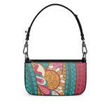 Taki Small Leather Box Hand Bag | Shoulder Bag - Zip Closure - Abstract Print - Detachable Strap