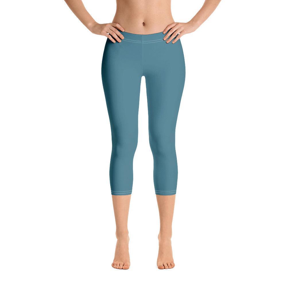Masu Bismark Blue Mid-Rise Capri Cropped Leggings - Everyday - Soft & Smooth