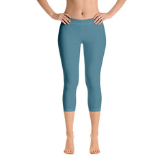 Masu Bismark Blue Mid-Rise Capri Cropped Leggings - Everyday - Soft & Smooth