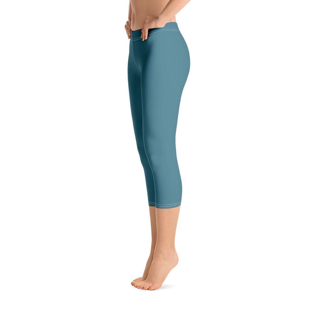 Masu Bismark Blue Mid-Rise Capri Cropped Leggings - Everyday - Soft & Smooth