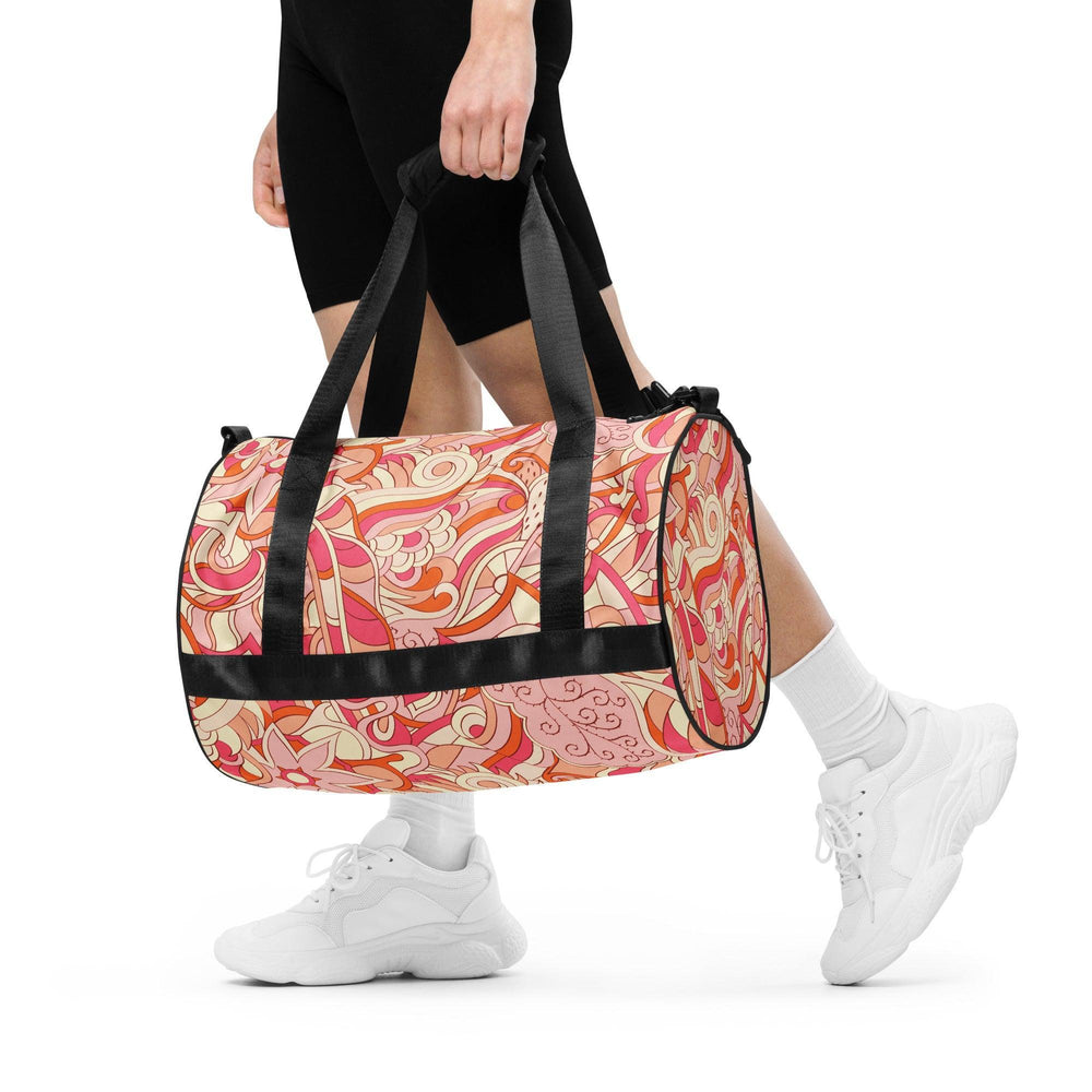 Keki Sport & Travel Large Duffle Barrel Bag - Abstract All Over Print - Pink | Orange