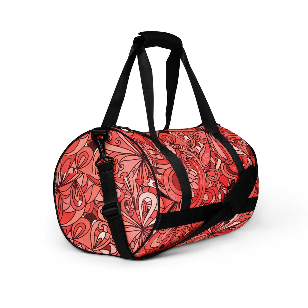 Citra Sport & Travel Duffle Bag - Abstract All Over Psychedelic Floral Print - Red | Orange