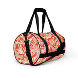 Keki Sport & Travel Large Duffle Barrel Bag - Abstract All Over Print - Pink | Orange - Retro Kaleidoscope