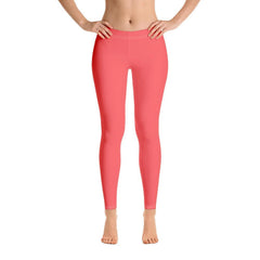 Citra Carnation Red Mid-Rise Leggings - Activewear Women's Light Red
