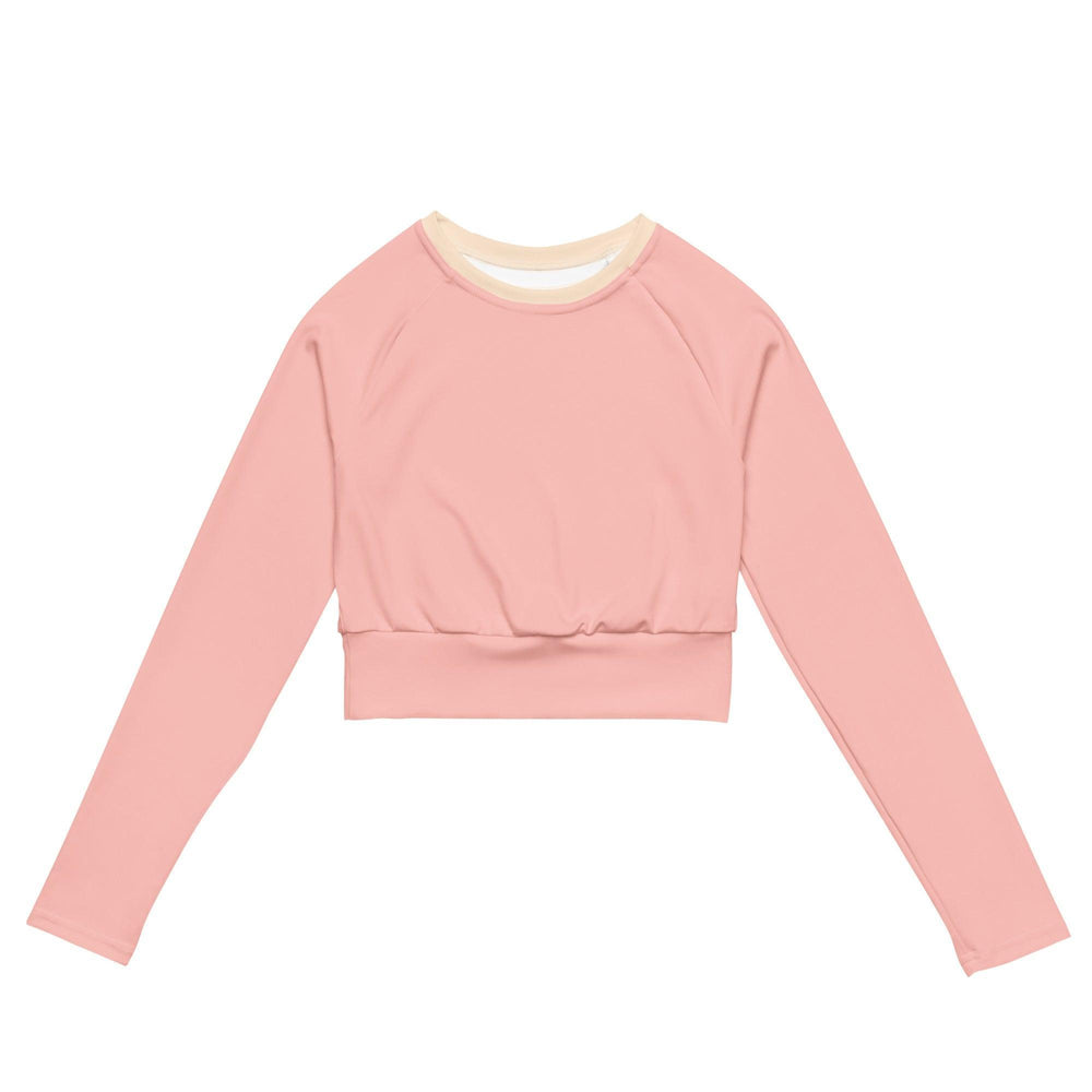 Keki Active Long Sleeve Women's Crop Top - Activewear Sports - Solid Pink - Gym - Workout - Fitted - Athleisure - Vibrant - Plus Size
