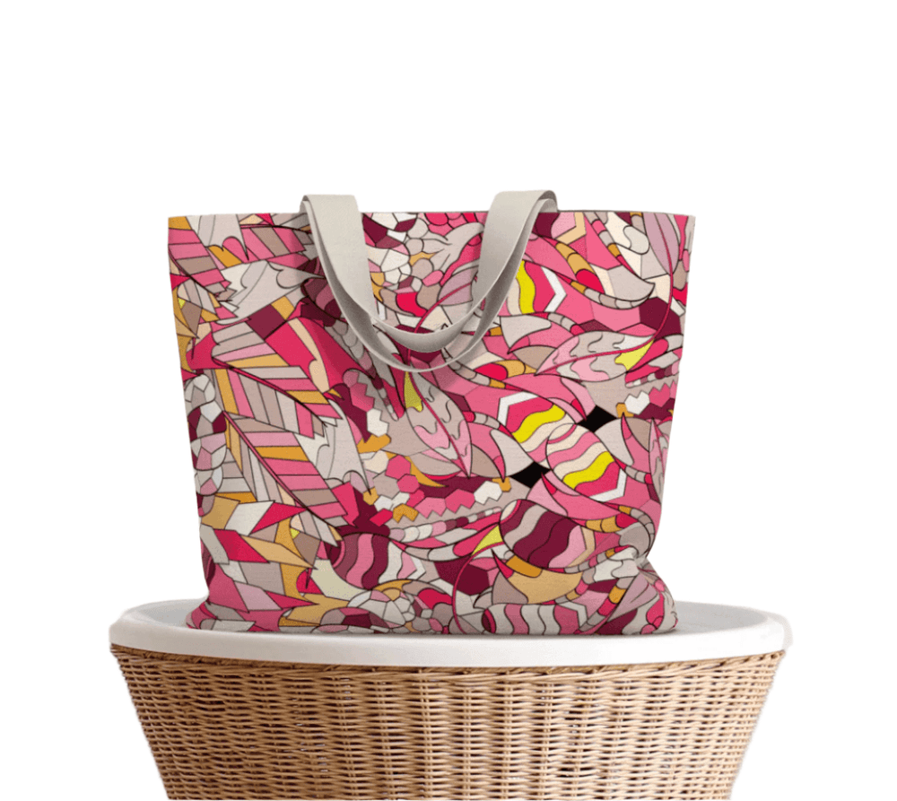 Perl Large Market Tote - Pink Kaleidoscope Print