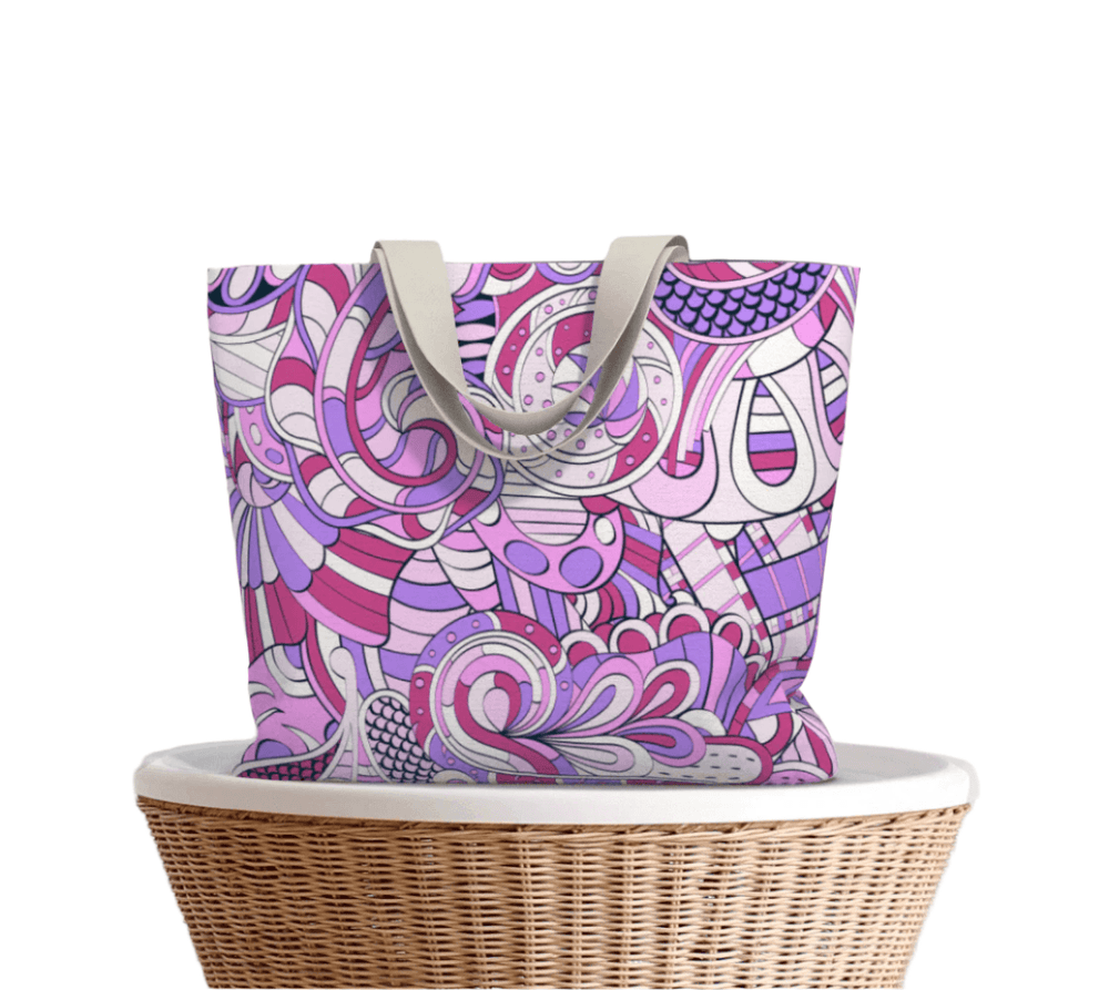 Cavai Large Market Tote - Violet Kaleidoscope Abstract Print