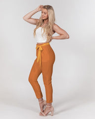 Prin Orange Belted Tapered Pants - Blissfully Brand
