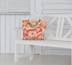 Keki Canvas Carry All Tote Bag - Retro Psychedelic Abstract Print in Pink - Orange - Cotton - Market Shopper