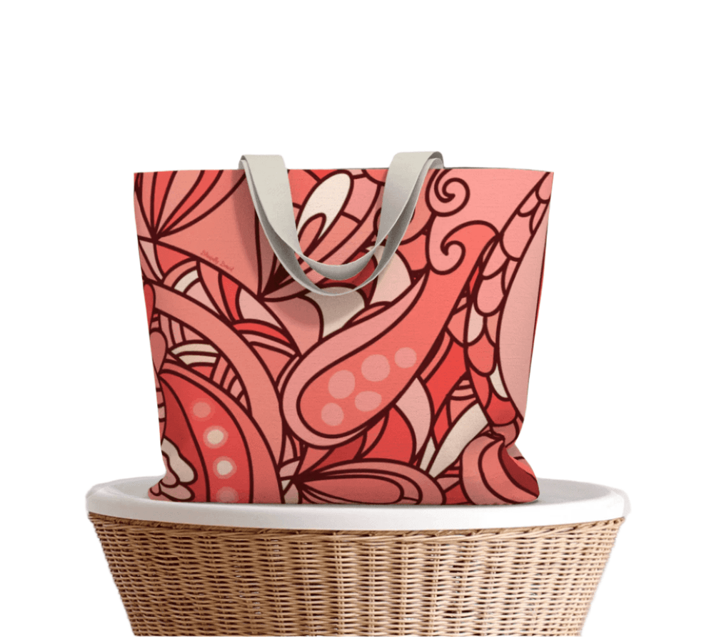 Citra Canvas Carryall Tote Bag - Pink Psychedelic Floral Print