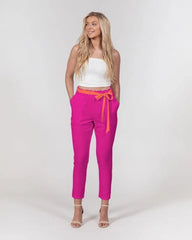 Mina Rose Red Belted Tapered Pants - Blissfully Brand