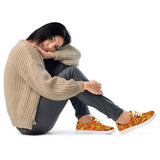 Mandra Lace Up Women's Canvas Sneakers - All Over Abstract Orange Print Psychedelic