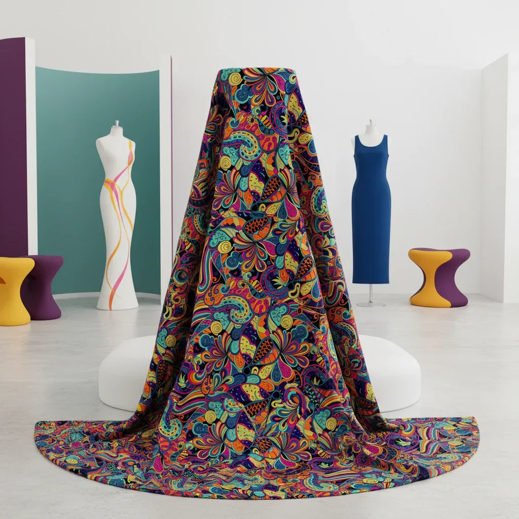 Rinas Chromatic Cascade: Vibrant Psychedelic Women's Fashion Pattern ...