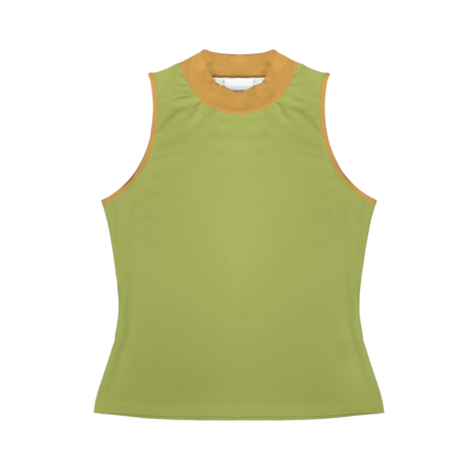 Jana Mock Neck Tank Top Olive Green & Fire Bush Yellow)