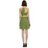 Ebisa Green & Yellow Cocktail Halter Sleeveless Dress - Blissfully Brand