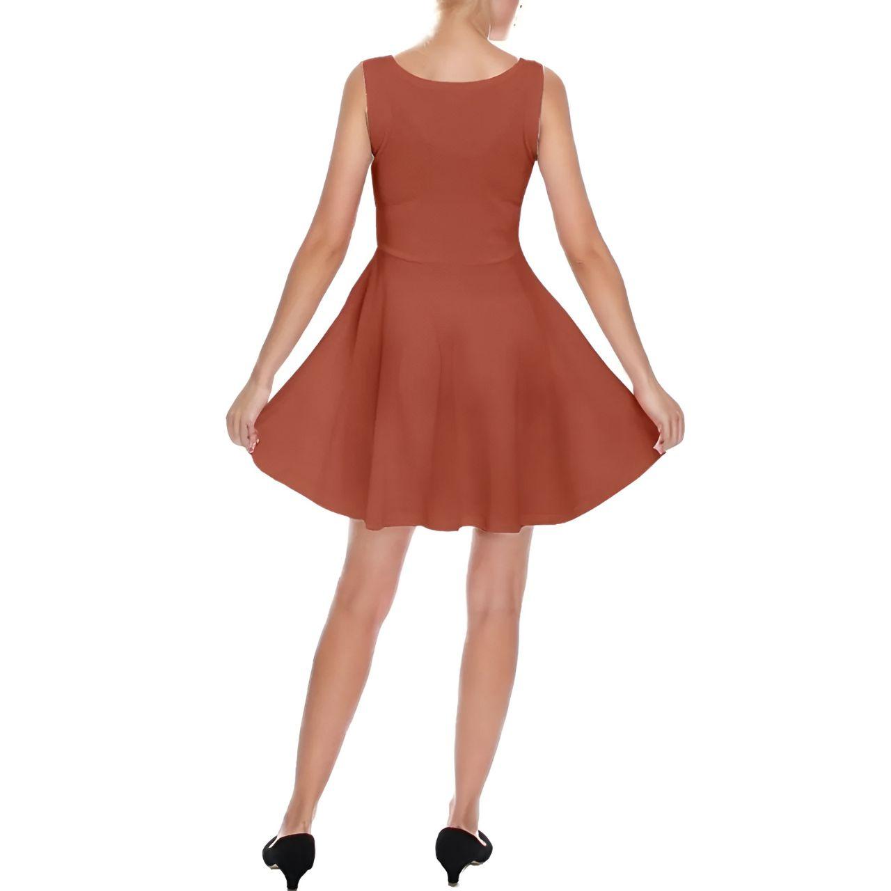 Ebisa Red Brown Velvet Skater Mini Dress - Blissfully Brand