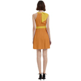 Pinsa Orange & Yellow Cocktail Halter Sleeveless Dress - Blissfully Brand