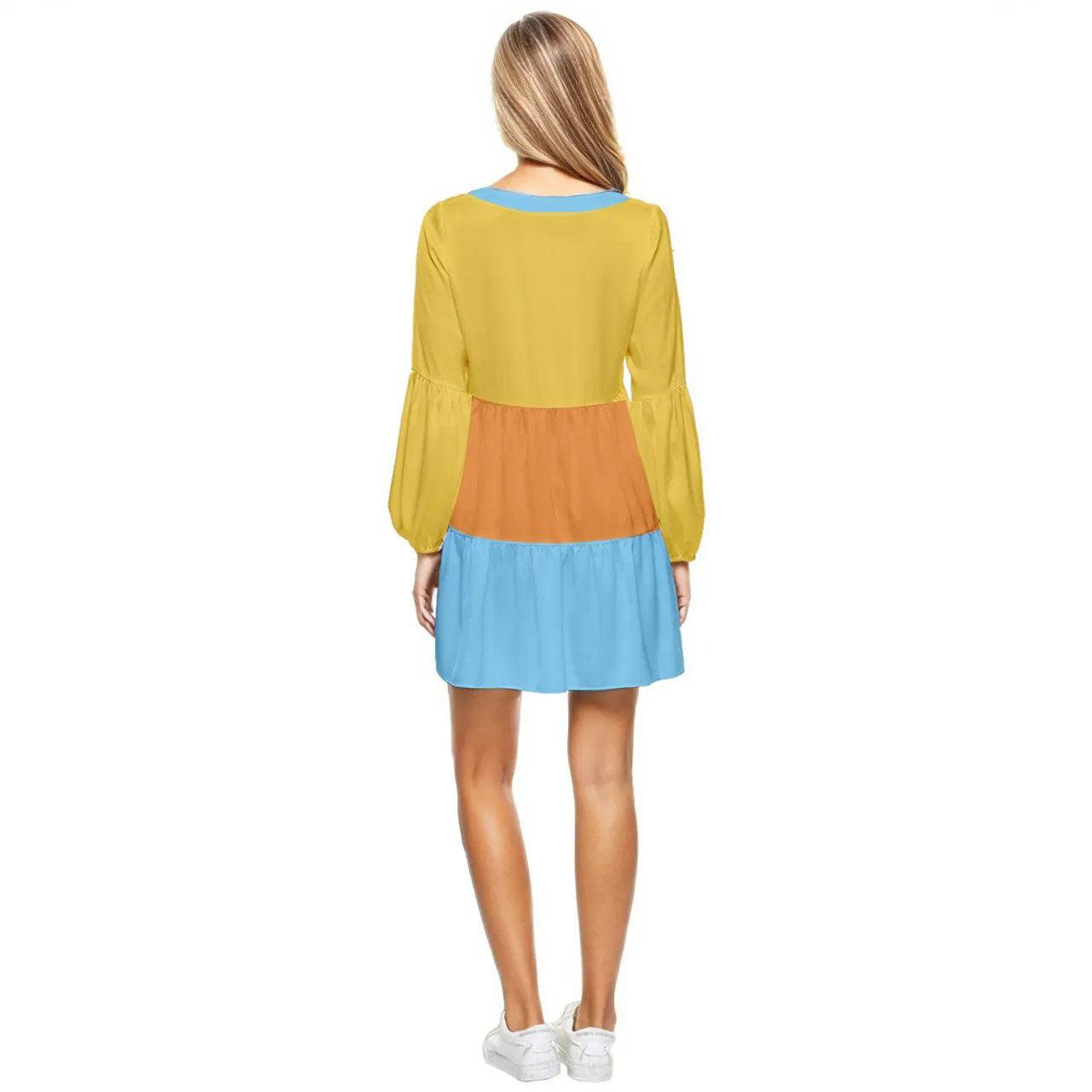 Pinsa Tri-Colored Tiered Tunic Mini Dress - Blissfully Brand