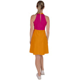 Munich Color Block Halter Neck A-Line Dress - Airline Series