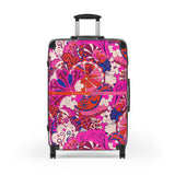 Sameria Luggage Collection - Abstract Kaleidoscope Paisley Floral Print Psychedelic Retro Swirls Funky Multicolor Check in Carry On Roller 360 Hard Shell Unique Retro Vibrant Bold Pink Red Flower Power