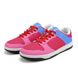 Sechia Tri-color Low Top Sneakers - Pink Red Blue Women's Red Laces Candy Retro Bold Vibrant Color Block Vibrant Coordinate