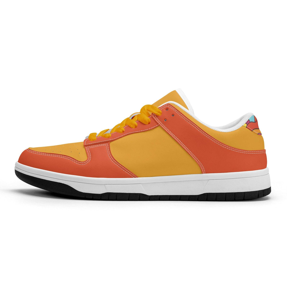 Inela Two-color Low Top Sneakers - Yellow Orange Women's Retro Faux Leather Color Block Funky Bold Vibrant Multi-color