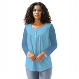 Pinsa Blue Babydoll Long Sleeve Top - Blissfully Brand