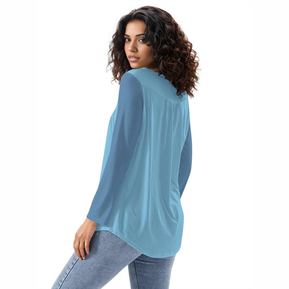 Pinsa Blue Babydoll Long Sleeve Top - Blissfully Brand