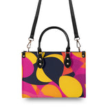 Airline Series 929 Box Satchel Handbag - Abstract Print Mod Retro Vibrant Small Medium Large Shoulder Bag Black Pink Yellow Orange Multicolor