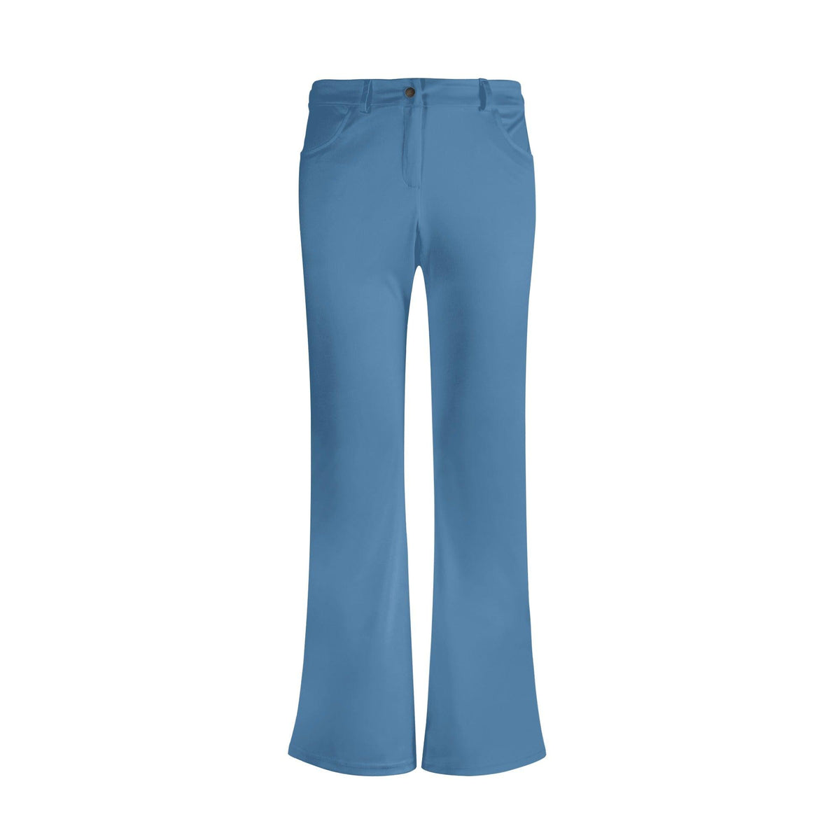 Pinsa Flare Zip Leggings Pants - Blue Bell Bottoms Tights Solid Zipper Belt Loop Funky Retro