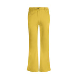 Pinsa Flare Zip Leggings Pants - Bright Vivid Bold Vibrant Yellow  Bell Bottoms Tights Solid Zipper Belt Loop Funky Retro Women's