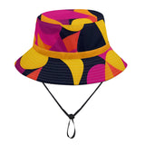 929 Adjustable Bucket Hat - Abstract Geometric - Bold Vibrant Funky Retro Multicolor Artistic Summer Women's Pink Yellow Orange Blissfully Brand Psychedelic 70's pop art