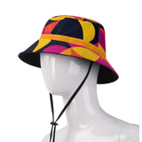 929 Adjustable Bucket Hat - Abstract Geometric - Bold Vibrant Funky Retro Multicolor Artistic Summer Women's Pink Yellow Orange Blissfully Brand