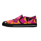 Airline Series - Women's Canvas Slip On Skater Shoes - Abstract Multicolor Black Pink Orange Yellow Retro Funky Mod Bold Vibrant Streetwear Casual Statement - Blissfully Brand