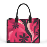 Floral canvas tote Durable Bold Abstract Pink Black Chic Versatile Designer Sturdy Shopper Bag Airline Series Blissfully Brand Aloha Hawaii