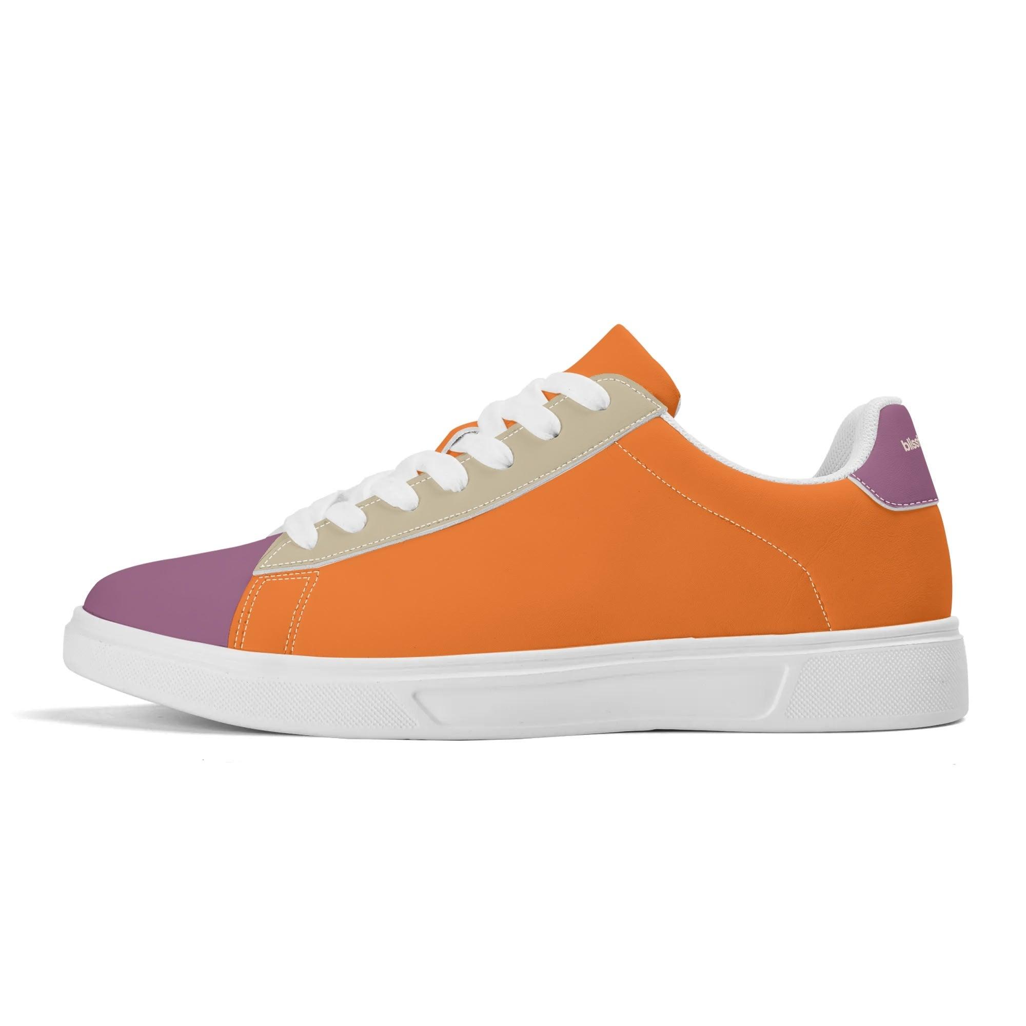 Colorful Women's Sneakers with Violet and Orange Design, White Laces and Comfortable Soles - Stylish and Trendy Footwear for Casual Outfits - Perfect for Everyday Wear and Fashionable Skater Skateboard Shoes