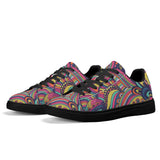 Vibrant psychedelic skate shoes - colorful retro 70s style low-top sneakers with eye-catching swirl pattern, perfect for bold fashion statements and comfortable streetwear