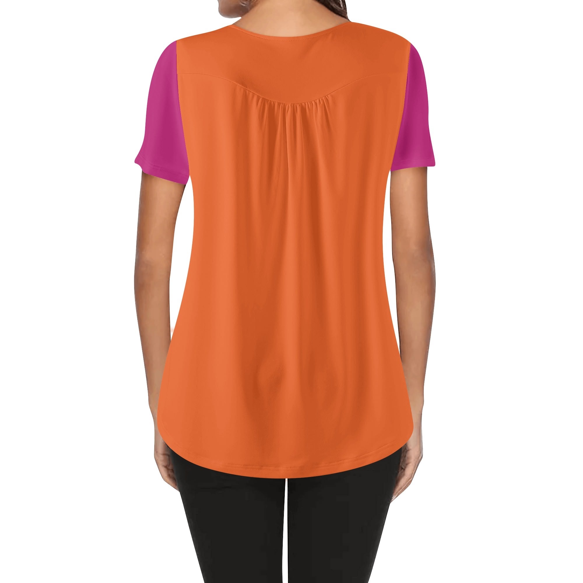 Juhla Color Block Scoop Neck Tunic Top with Button Detail