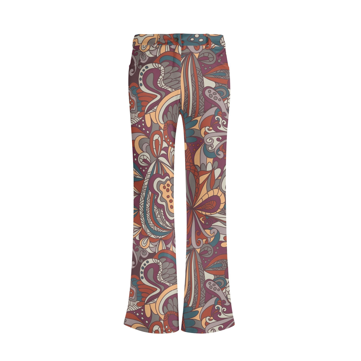 Women's Kalei print flare leggings with shimmering fabric and vibrant bohemian pattern floral psychedelic retro - Blissfully Brand