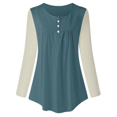 Kalei Two Tone Long Sleeve Babydoll Top