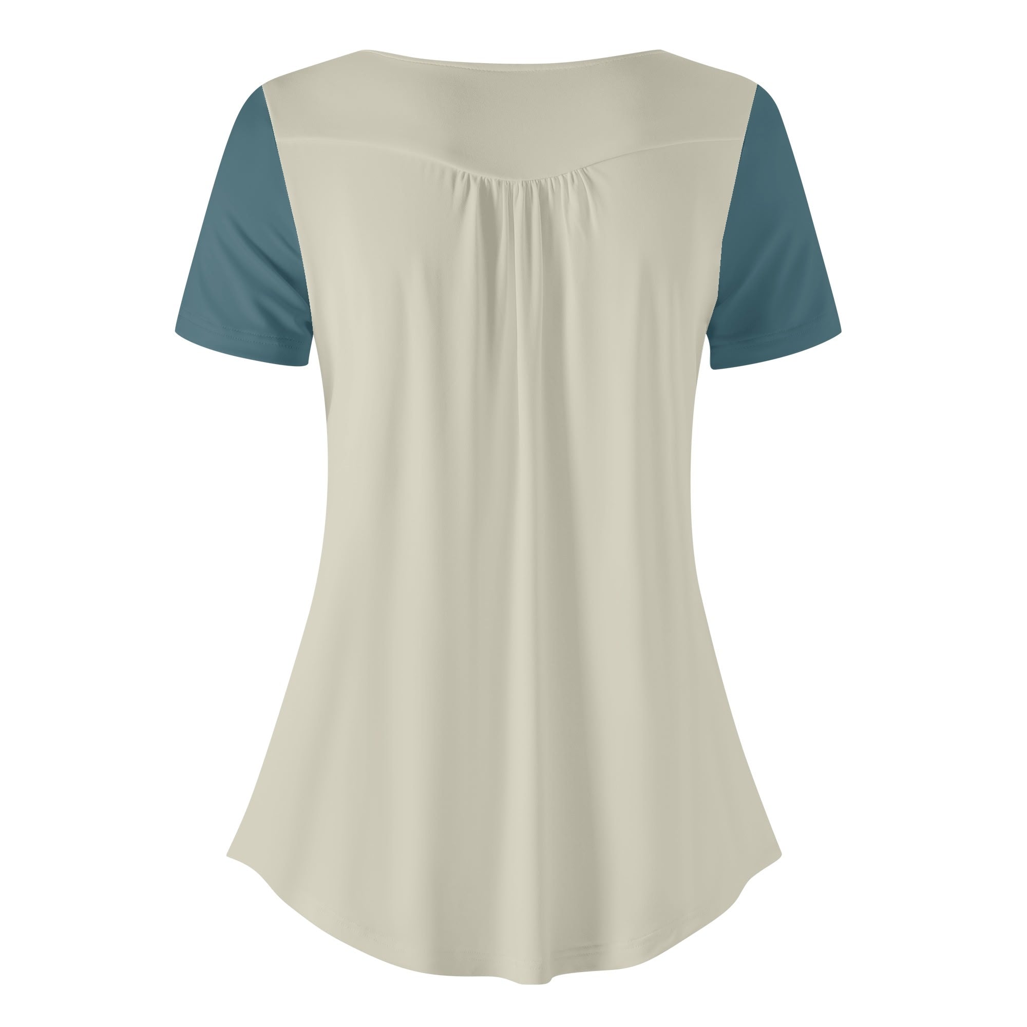 Kalei Two-Tone Scoop Neck Tunic Top with Button Detail