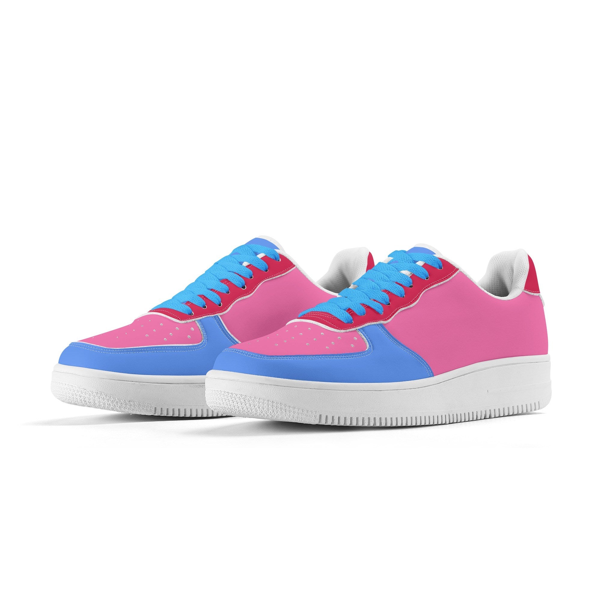 Sechia Color Block Sneakers | Red - Pink & Blue PU Leather Retro Chic - Blissfully Brand