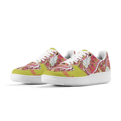 Nami Psychedelic print low top sneakers in Wattle Green with matching drawstring bag and print insoles, Blissfully Brand. 